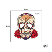 Load image into Gallery viewer, Halloween Skull Face Tattoo Stickers Kids Tattoo Stickers Waterproof Sweatproof Body Art Tattoo Stickers
