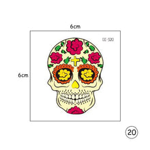 Load image into Gallery viewer, Halloween Skull Face Tattoo Stickers Kids Tattoo Stickers Waterproof Sweatproof Body Art Tattoo Stickers
