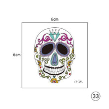 Load image into Gallery viewer, Halloween Skull Face Tattoo Stickers Kids Tattoo Stickers Waterproof Sweatproof Body Art Tattoo Stickers
