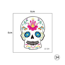 Load image into Gallery viewer, Halloween Skull Face Tattoo Stickers Kids Tattoo Stickers Waterproof Sweatproof Body Art Tattoo Stickers
