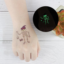 Load image into Gallery viewer, Halloween Luminous Children Tattoo Stickers Spider Web Pumpkin Cartoon Halloween Luminous Body Art Tattoo Stickers
