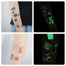Load image into Gallery viewer, Halloween Luminous Children Tattoo Stickers Spider Web Pumpkin Cartoon Halloween Luminous Body Art Tattoo Stickers
