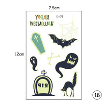 Load image into Gallery viewer, Halloween Luminous Children Tattoo Stickers Spider Web Pumpkin Cartoon Halloween Luminous Body Art Tattoo Stickers
