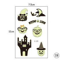 Load image into Gallery viewer, Halloween Luminous Children Tattoo Stickers Spider Web Pumpkin Cartoon Halloween Luminous Body Art Tattoo Stickers
