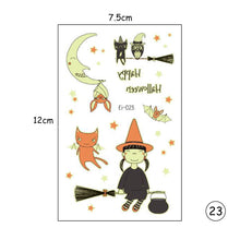 Load image into Gallery viewer, Halloween Luminous Children Tattoo Stickers Spider Web Pumpkin Cartoon Halloween Luminous Body Art Tattoo Stickers
