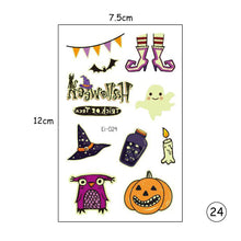Load image into Gallery viewer, Halloween Luminous Children Tattoo Stickers Spider Web Pumpkin Cartoon Halloween Luminous Body Art Tattoo Stickers
