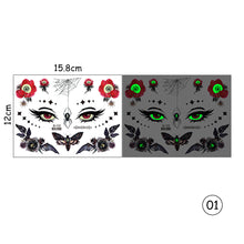 Load image into Gallery viewer, Halloween Luminous Face Tattoo Stickers Waterproof Anti-sweat Luminous Body Art Tattoo Stickers
