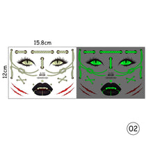 Load image into Gallery viewer, Halloween Luminous Face Tattoo Stickers Waterproof Anti-sweat Luminous Body Art Tattoo Stickers
