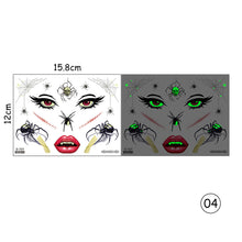 Load image into Gallery viewer, Halloween Luminous Face Tattoo Stickers Waterproof Anti-sweat Luminous Body Art Tattoo Stickers
