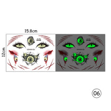 Load image into Gallery viewer, Halloween Luminous Face Tattoo Stickers Waterproof Anti-sweat Luminous Body Art Tattoo Stickers
