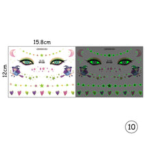 Load image into Gallery viewer, Halloween Luminous Face Tattoo Stickers Waterproof Anti-sweat Luminous Body Art Tattoo Stickers
