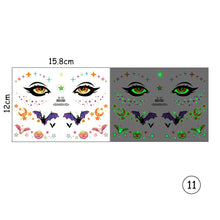 Load image into Gallery viewer, Halloween Luminous Face Tattoo Stickers Waterproof Anti-sweat Luminous Body Art Tattoo Stickers
