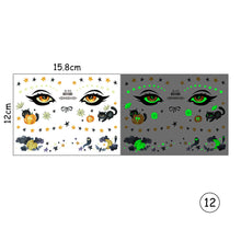 Load image into Gallery viewer, Halloween Luminous Face Tattoo Stickers Waterproof Anti-sweat Luminous Body Art Tattoo Stickers
