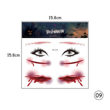 Load image into Gallery viewer, Halloween Face Tattoo Stickers Scar Spider Web Face Tattoo Stickers Waterproof Sweatproof Body Art Tattoo Stickers
