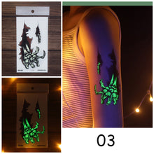 Load image into Gallery viewer, Halloween Luminous Tattoo Stickers Waterproof Sweatproof Tattoo Stickers Temporary Body Art Tattoo
