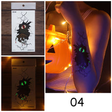 Load image into Gallery viewer, Halloween Luminous Tattoo Stickers Waterproof Sweatproof Tattoo Stickers Temporary Body Art Tattoo
