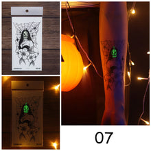 Load image into Gallery viewer, Halloween Luminous Tattoo Stickers Waterproof Sweatproof Tattoo Stickers Temporary Body Art Tattoo
