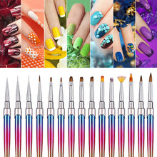 Load image into Gallery viewer, Gradient Acrylic Nail Brush Manicure Gel Brush Nail Art Brush Liquid Powder Carving Gel Brush Liner Drawing Pen Manicure Tools
