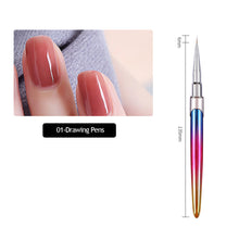 Load image into Gallery viewer, Gradient Acrylic Nail Brush Manicure Gel Brush Nail Art Brush Liquid Powder Carving Gel Brush Liner Drawing Pen Manicure Tools
