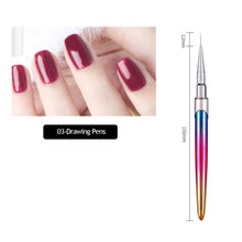 Load image into Gallery viewer, Gradient Acrylic Nail Brush Manicure Gel Brush Nail Art Brush Liquid Powder Carving Gel Brush Liner Drawing Pen Manicure Tools
