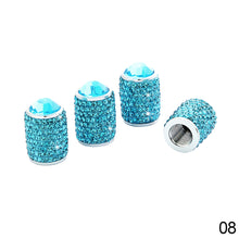 Load image into Gallery viewer, 4Pcs Long Style Diamond Shining Car Wheel Tyre Stem Air Caps Crown Dustproof Rhinestone Tire Valve Caps Auto
