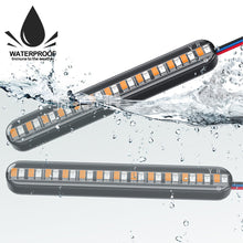 Load image into Gallery viewer, Pair 24 LED Motorcycle Light Bar Flowing Water Turn Signal License Plate Light Dual Color Rear Brake Stop Lamp Tail Indicators
