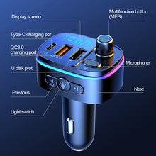 Load image into Gallery viewer, FM Transmitter Bluetooth Wireless Car kit Handsfree Dual USB Car Fast Charger 3.1A MP3 Music TF Card USB disk AUX Player Colorful
