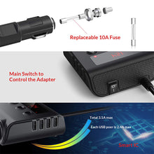 Load image into Gallery viewer, 3 Way Cigarette Lighter Socket Splitter 12V 100W 4 USB Car Charger Power Supply Auto Phone Charger Adapter for Iphone Samsung
