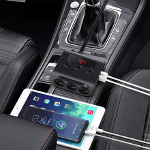Load image into Gallery viewer, 3 Way Cigarette Lighter Socket Splitter 12V 100W 4 USB Car Charger Power Supply Auto Phone Charger Adapter for Iphone Samsung
