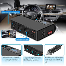 Load image into Gallery viewer, TR24 Quick Charge QC 3.0 -Cigarette Lighter Splitter 12V/24V 3 Socket 180W With 4-Port USB Car Charger ON-OFF Power
