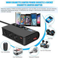 Load image into Gallery viewer, TR24 Quick Charge QC 3.0 -Cigarette Lighter Splitter 12V/24V 3 Socket 180W With 4-Port USB Car Charger ON-OFF Power

