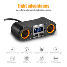 Load image into Gallery viewer, 0.5m Socket Cigarett e Lighter Splitter ZNB02 Car Charger Adapter 3.5A Dual USB Ports Support Volmeter / Temperature LED Display
