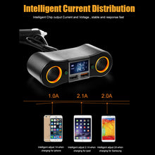 Load image into Gallery viewer, 0.5m Socket Cigarett e Lighter Splitter ZNB02 Car Charger Adapter 3.5A Dual USB Ports Support Volmeter / Temperature LED Display
