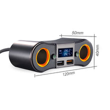 Load image into Gallery viewer, 0.5m Socket Cigarett e Lighter Splitter ZNB02 Car Charger Adapter 3.5A Dual USB Ports Support Volmeter / Temperature LED Display
