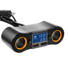 Load image into Gallery viewer, 0.5m Socket Cigarett e Lighter Splitter ZNB02 Car Charger Adapter 3.5A Dual USB Ports Support Volmeter / Temperature LED Display
