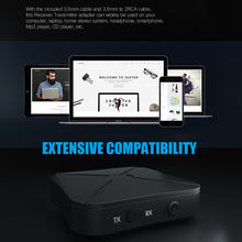 Load image into Gallery viewer, 2 IN 1 Real Stereo Bluetooth -compatible 4.2 Receiver Transmitter Bluetooth Wireless Adapter Audio With 3.5MM AUX For TV MP3 PC
