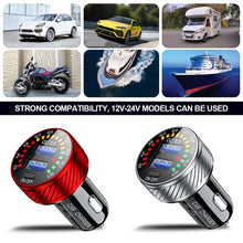 Load image into Gallery viewer, Car Dual QC 3.0 USB Charger Adapter 18W Fast Charging Marquee Light LED Voltmeter with ON OFF Switch 12V- 24V Waterproof
