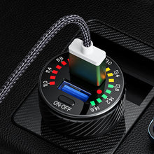 Load image into Gallery viewer, Car Dual QC 3.0 USB Charger Adapter 18W Fast Charging Marquee Light LED Voltmeter with ON OFF Switch 12V- 24V Waterproof
