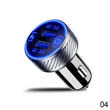 Load image into Gallery viewer, 12V/24V Dual QC3.0 USB Ports 18W Multiple Car Charger Socket with Touch Switch Fast Car Adapter Triple Aluminum Metal
