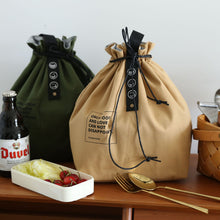 Load image into Gallery viewer, Insulated Cotton Bento Bag Adjustable Drawstring Design Wide Opening Tote School Lunch Handbag Dinner Container Food Storage Bags Picnic Accessories
