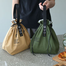 Load image into Gallery viewer, Insulated Cotton Bento Bag Adjustable Drawstring Design Wide Opening Tote School Lunch Handbag Dinner Container Food Storage Bags Picnic Accessories
