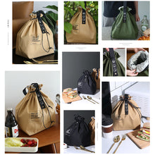 Load image into Gallery viewer, Insulated Cotton Bento Bag Adjustable Drawstring Design Wide Opening Tote School Lunch Handbag Dinner Container Food Storage Bags Picnic Accessories
