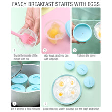 Load image into Gallery viewer, 4 Pcs/Set Cute Egg Cooker Tools with Brush Plastic Egg Mould Poacher Baking Egg Mold Cups Steamer Kitchen Accessories Gadgets for Kid
