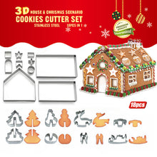 Load image into Gallery viewer, 18 Pcs/Set 3D Mini House Scenery Christmas Cookie Cutter Stainless Steel Biscuit Mold Handmade Gingerbread House Xmas Tree Mould Fondant Cutter Baking Decoration Tool
