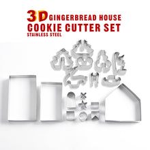 Load image into Gallery viewer, 18 Pcs/Set 3D Mini House Scenery Christmas Cookie Cutter Stainless Steel Biscuit Mold Handmade Gingerbread House Xmas Tree Mould Fondant Cutter Baking Decoration Tool
