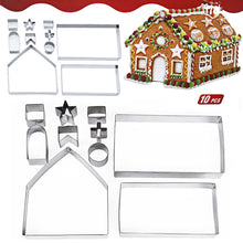 Load image into Gallery viewer, 10 Pcs/Set 3D Mini House Scenery Christmas Cookie Cutter Stainless Steel Biscuit Mold Handmade Gingerbread House Xmas Tree Mould Fondant Cutter Baking Decoration Tool
