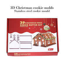 Load image into Gallery viewer, 10 Pcs/Set 3D Mini House Scenery Christmas Cookie Cutter Stainless Steel Biscuit Mold Handmade Gingerbread House Xmas Tree Mould Fondant Cutter Baking Decoration Tool
