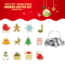 Load image into Gallery viewer, 12Pcs/set Christmas Cookie Cutter Set Stainless Steel Biscuit Mold Gingerbread Xmas Tree Mold Cake Decoration Tool DIY Baking Gift
