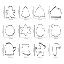 Load image into Gallery viewer, 12Pcs/set Christmas Cookie Cutter Set Stainless Steel Biscuit Mold Gingerbread Xmas Tree Mold Cake Decoration Tool DIY Baking Gift
