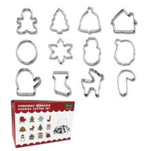 Load image into Gallery viewer, 12Pcs/set Christmas Cookie Cutter Set Stainless Steel Biscuit Mold Gingerbread Xmas Tree Mold Cake Decoration Tool DIY Baking Gift
